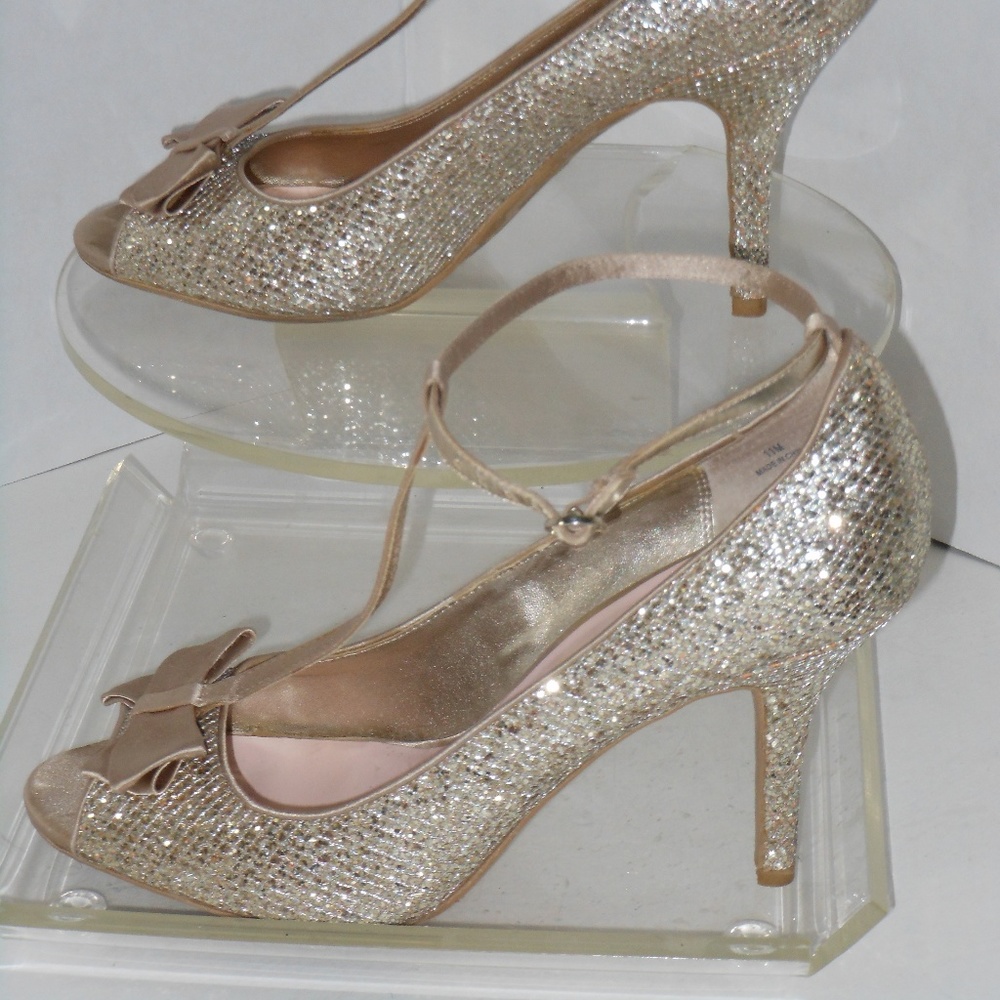 ROYAL GOLD GLITTER PEEP TOE PUMPS SIZE 11 MEDIUM